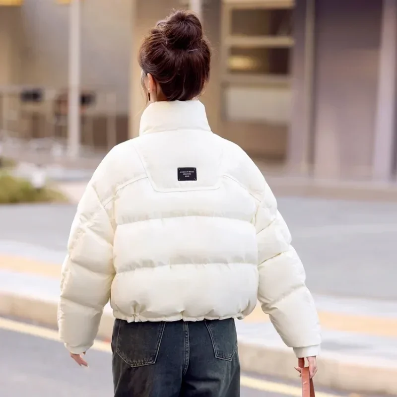 

Short Women Down Jacket Korean Winter Coat Female Fashion Simple Bread Clothing Drawstring Outerwears Thick Warm Coats Down