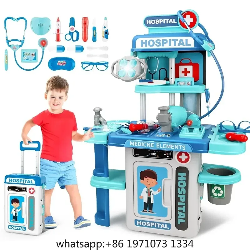 2 in 1 Doctor Kit for Kids Pretend Play Medical Station with Stethoscope Thermometer Sounds & Lights Doctor Toys for Boys Girls