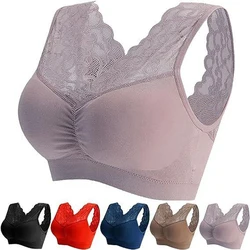 Luxe Lacelift Wirefree Bra No Steel Ring Breathable Anti-Saggy Breasts Bra For Older Women Seamless Large Size Underwear Vest