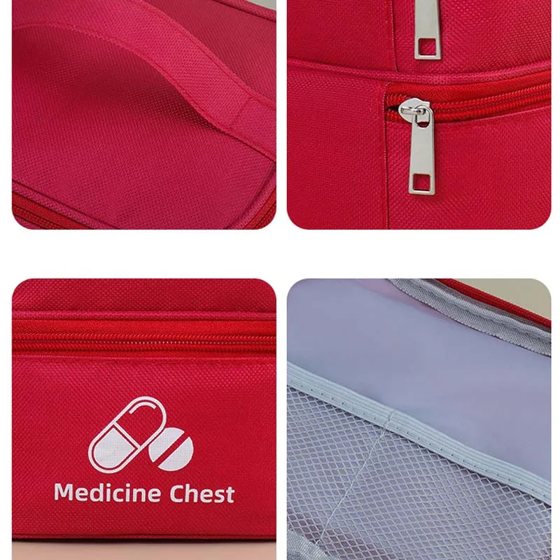 حقيبة طبية ذات سعة كبيرة ذات طابقين، مجموعة الإسعافات الأولية للطوارئ متعددة الحجم في الهواء الطلق، حقيبة تخزين الأدوية المحمولة، منزل جديد #4