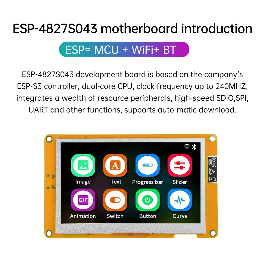 ESP32-S3 WIFI Bluetooth Макетная плата с 4,3-дюймовым дисплеем Многофункциональная плата для разработки умного дома Демо-плата