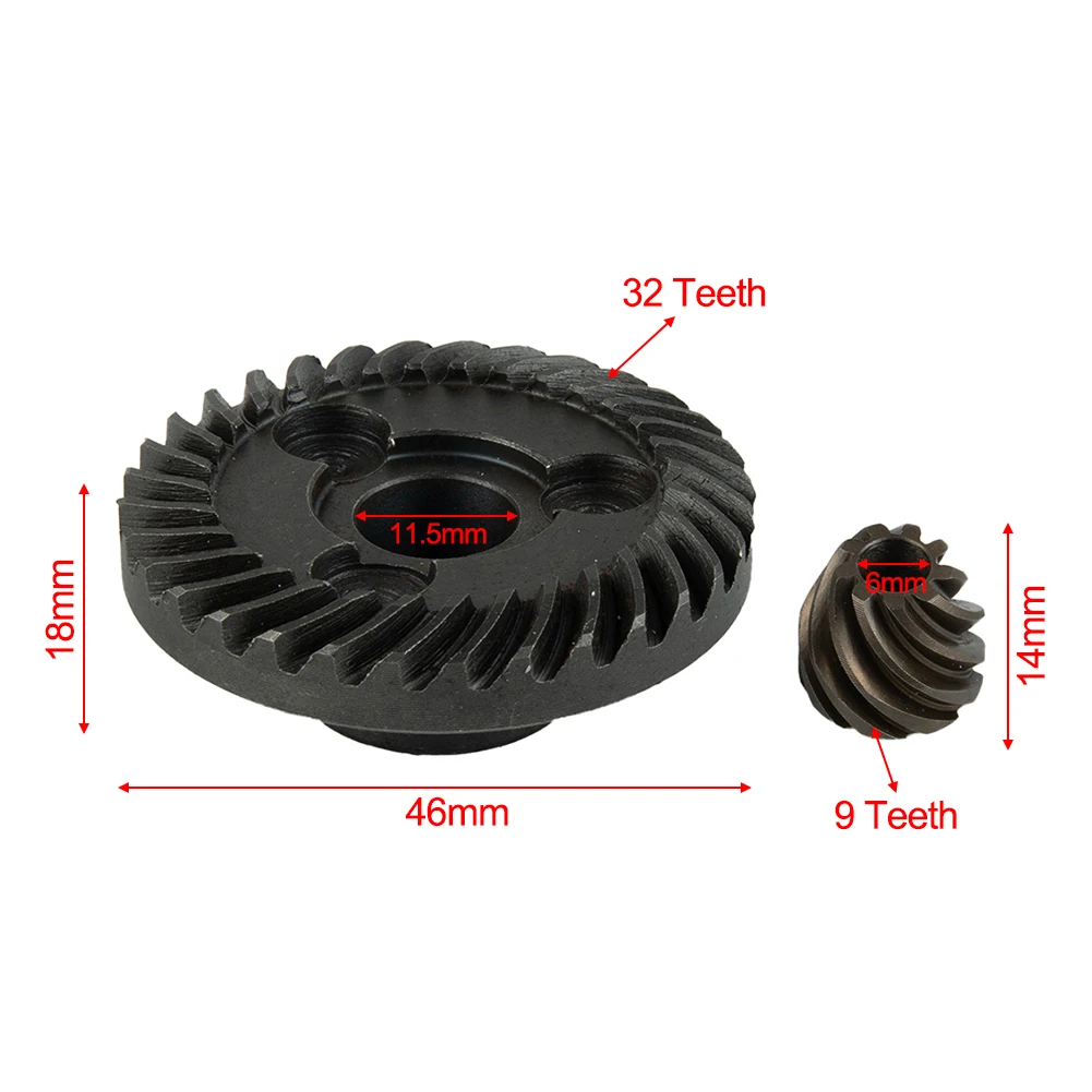 

Practical Quality Is Guaranteed Angle Grinder Gear Spiral Bevel Gear 2Pcs Set 45.7mm Helical Teeth For GWS6-100