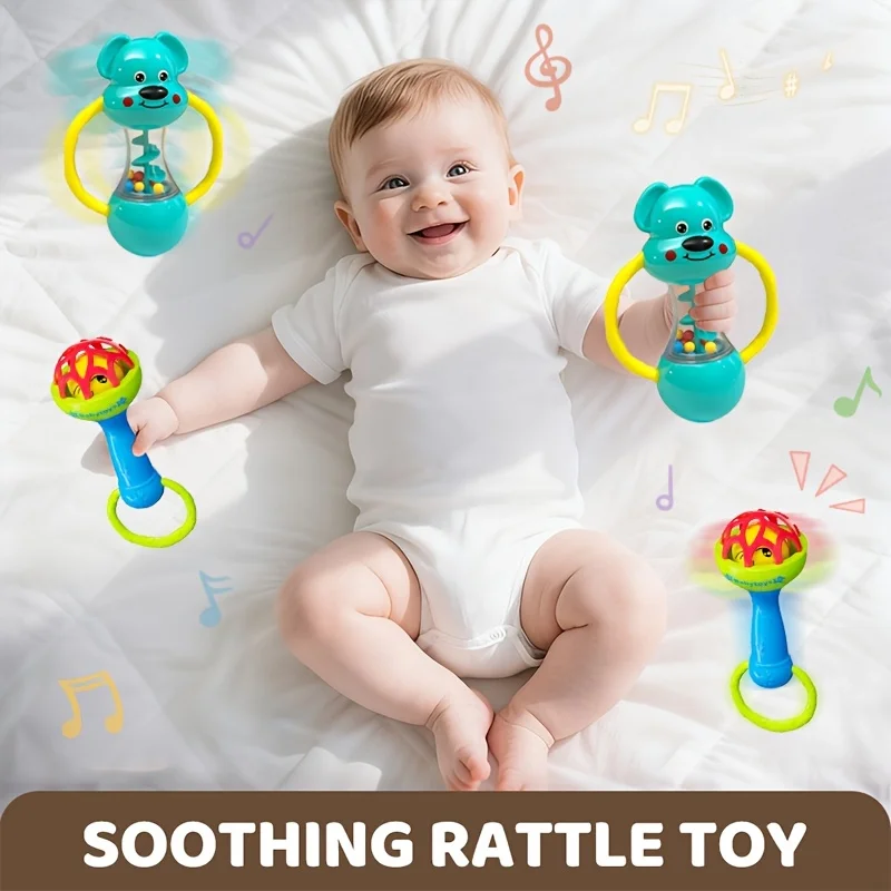 Sino de cabeça única estilo azul – Instrumento musical vibratório com tema animal para crianças, material ABS durável, perfeito para brincadeiras