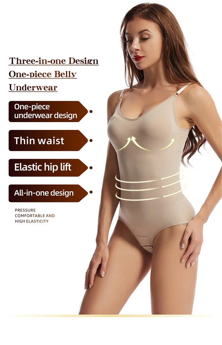 

Women's abdominal body suit hip lifting strapless bra Tighten shapewear bodysuit