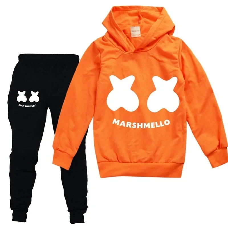Комплект одежды DJ Marshmello для детей 2-16 лет, комплекты одежды для малышей, комплекты одежды для мальчиков, толстовки и брюки для девочек-подростков, комплекты из 2 предметов S Y0M4T