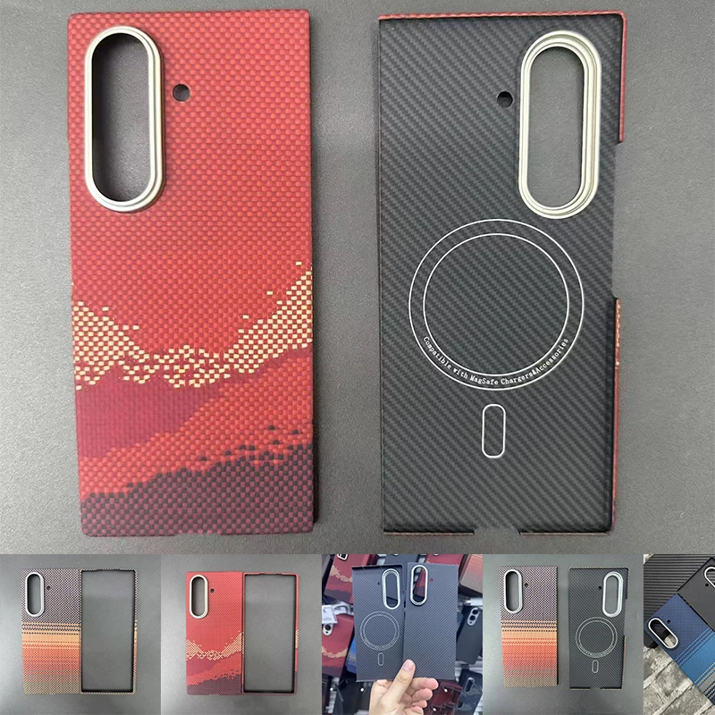حافظة لهاتف سامسونج جالاكسي Z فولد 7 من ألياف الكربون الأراميد المغناطيسي لهاتف Magsafe حافظة شل ملحقات الهاتف المحمول كابا كوكيه
