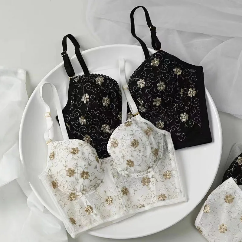 Französisch sexy ultra dünne Bra lette Wimpern Spitze Dessous Damen Stahl Gummi Knochen Außen BH große Brüste und kleine einzelne Umfange