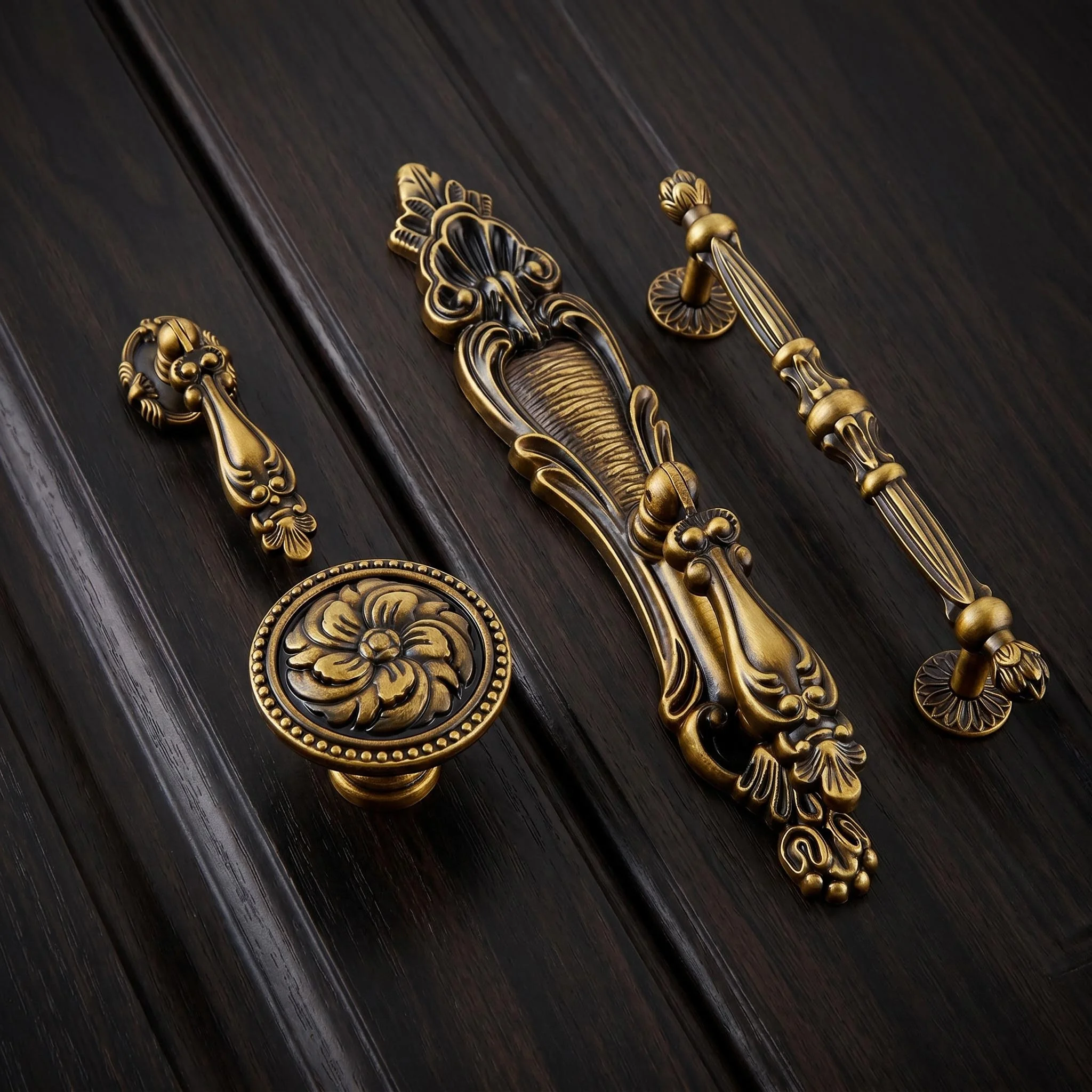 Beicai Coffee Vintage Copper Handle Traditional European Classical Furniture Drawer Knob Wardrobe Kitchen Cabinet Handles