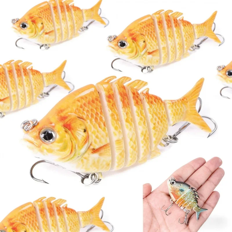 Señuelo en forma de pez de varias secciones, cebo blando biónico de 6.35cm y 9.3g, cebo para pesca en agua dulce y marina para lubina de boca grande y tilapia.