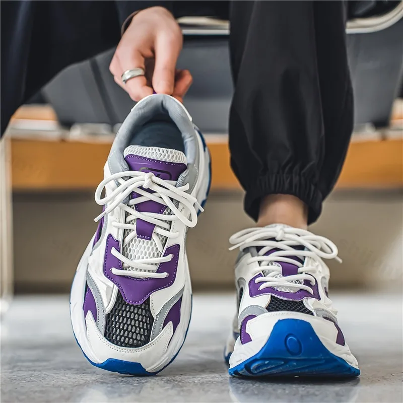 

Мужская модная трендовая повседневная обувь, новинка 2023 года, летняя дышащая удобная спортивная обувь с сеткой, универсальные кроссовки на низкой платформе