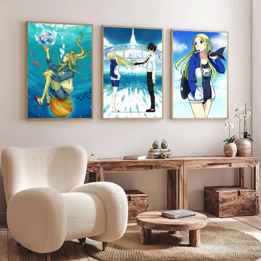 Japanese Manga A-Arakawa Under the Bridge Manga Poster Self-adhesive Art Waterproof Paper Sticker Coffee House Room Wall Decor