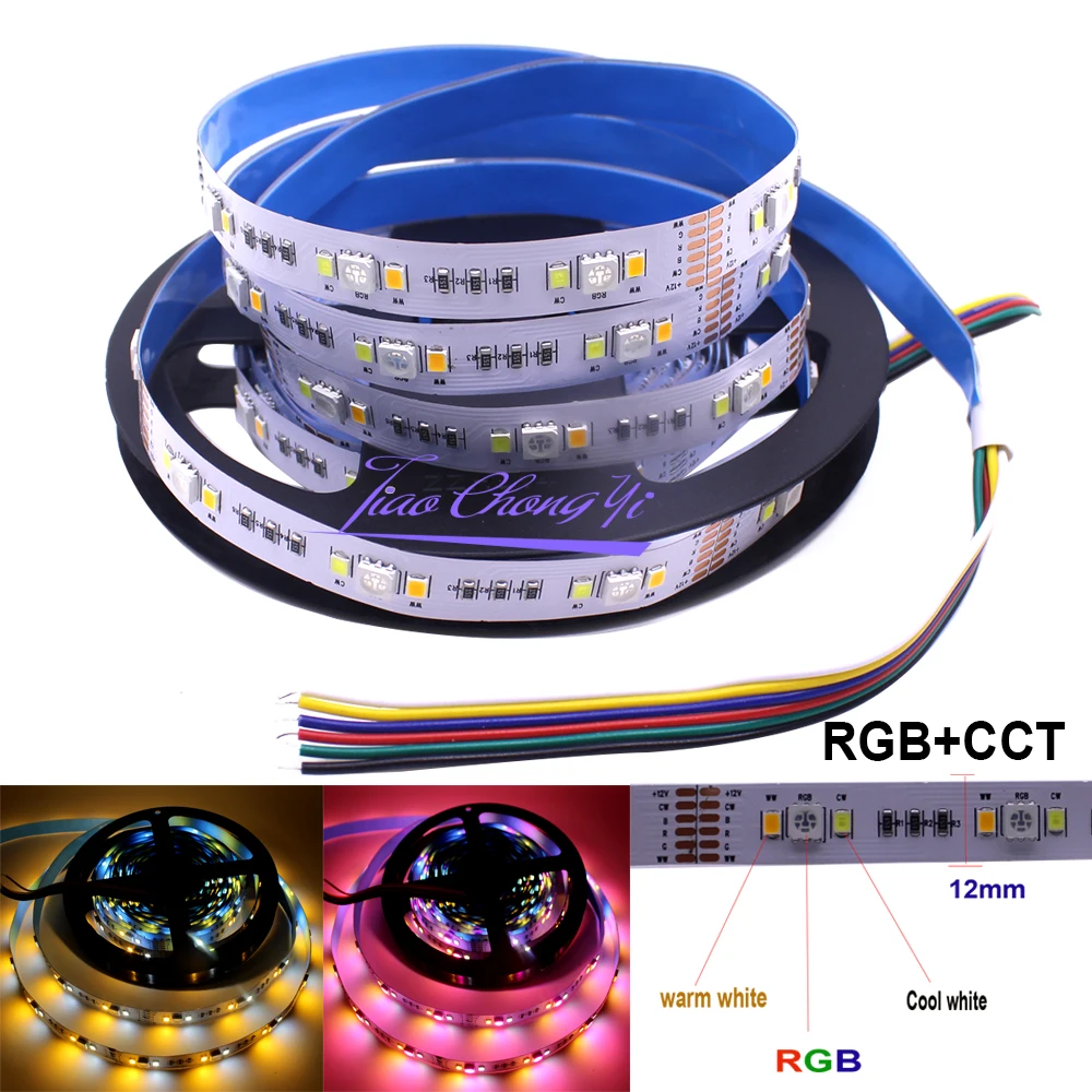 5M 450LEDs RGBCCT led light strip 5050 RGB+2835 White / Warm White DC12V WW+RGB+W  strip tape light IP20 non-waterproof