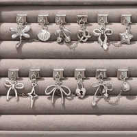 New Y2K Charm Bow Dragonfly Cherry Shell Tassel Chain Italian Charm Links Fit 9MM Stainless Steel Bracelet DIY Making Jewelry