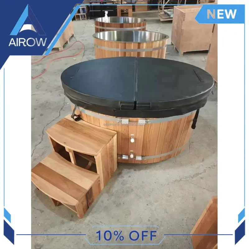 for 1HP Cold Plunge Tub Stainless Steel Liner Red Cedar Ice Bath Poolside Recovery Chiller System Outdoor Wellness Spa