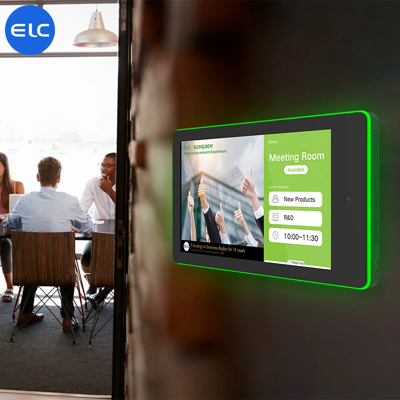 Tableta Táctil Android POE de 10.1 Pulgadas para Montaje en Pared ELC, Tableta para Sala de Reuniones con Luz LED Envolvente, Tableta PC con NFC Opcional