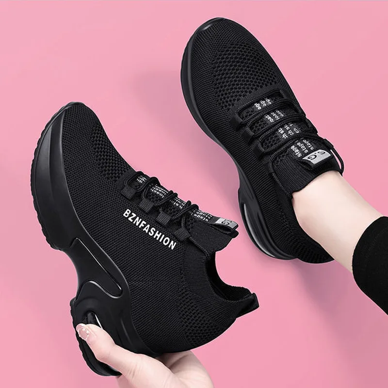 Women High Platform Shoes New Breathable Women\'s Height Increasing Shoes Thick Sole Trainers Casual Sneakers Deportivas Mujer