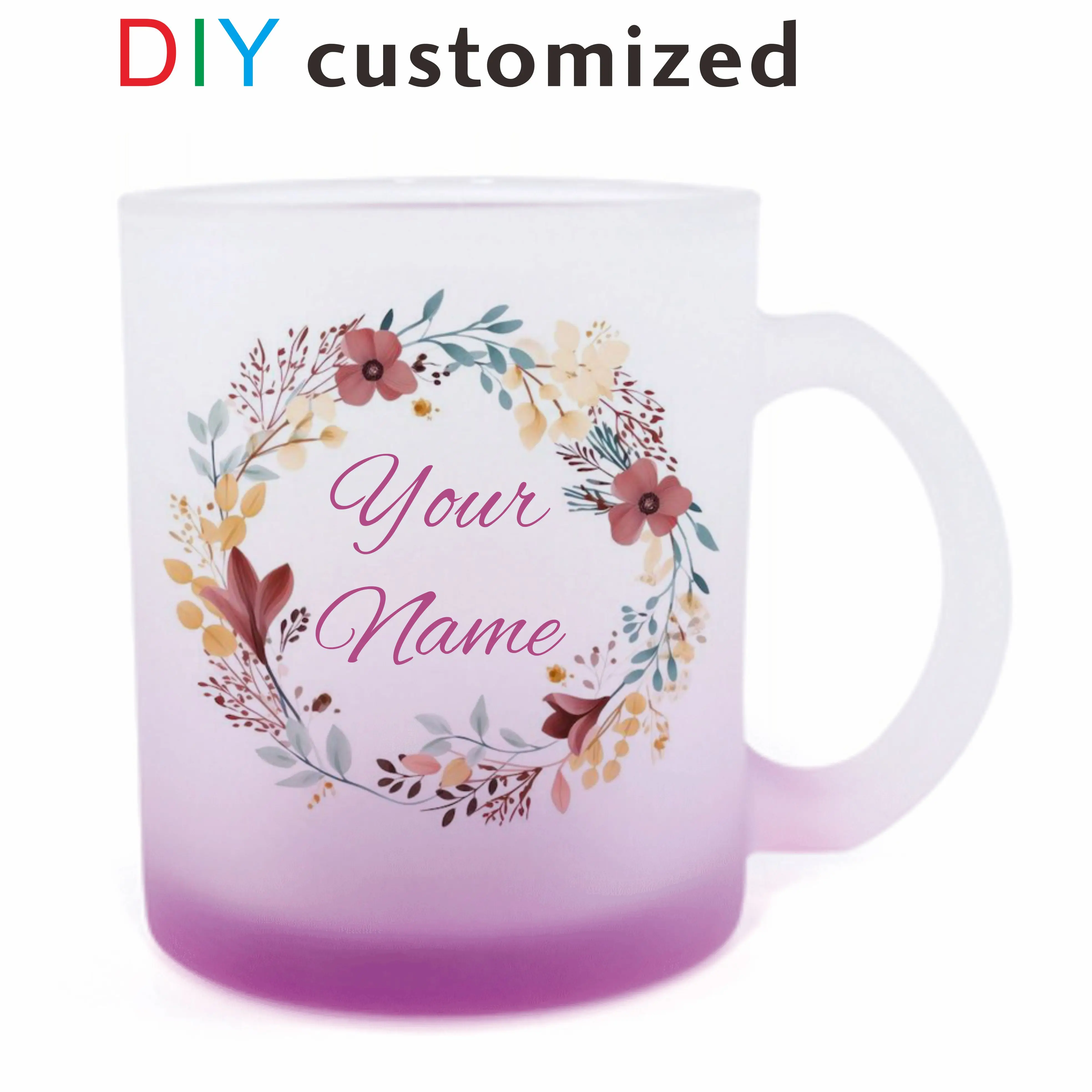 325ML 11oz DIY Glass Cup Gradient Colors Juice Mug Customized Print Name Photo Image Cartoon LOGO Text Creative Gifts Souvenir