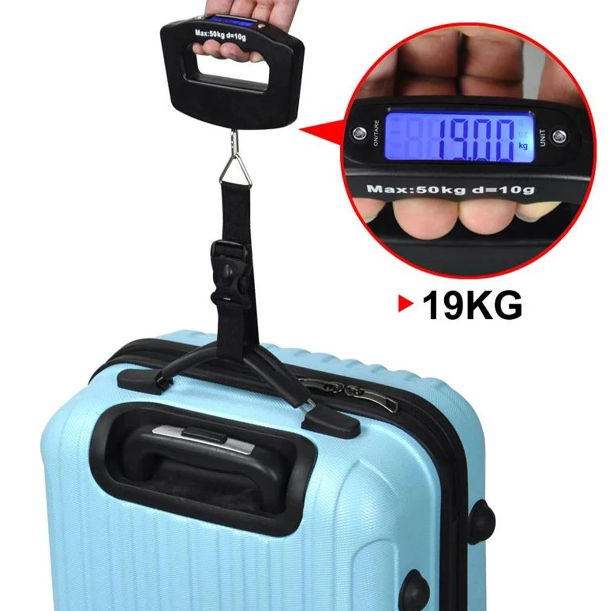 50kg Digital Luggage Scale Electronic Portable Suitcase Baggage Bag Weight Tool With Backlight Electronic Travel Hanging Scales