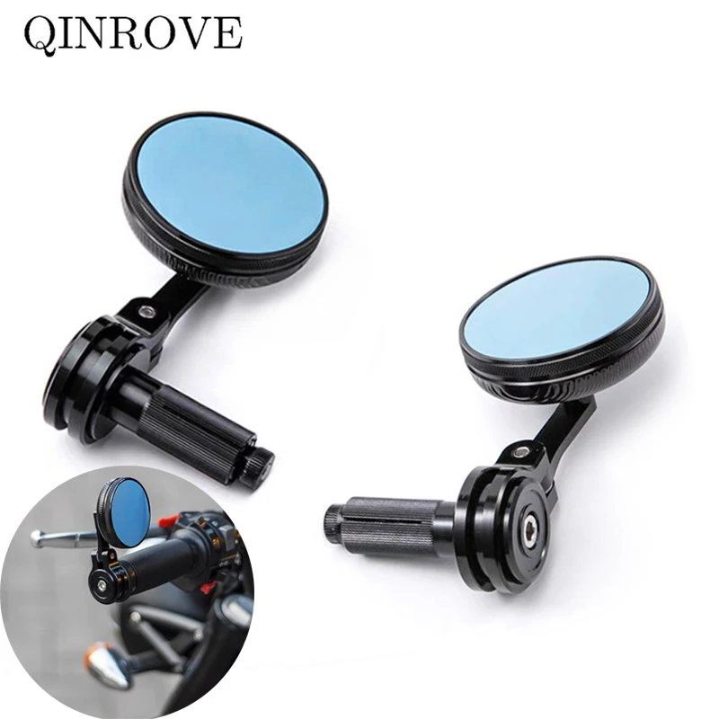 22mm Handlebar End Mirror CNC Aluminum Round Motorcycle Mirror Universal For Yamaha FZ1 FZ6 FZ15 Honda Ruckus Kawasaki Z400 Z650