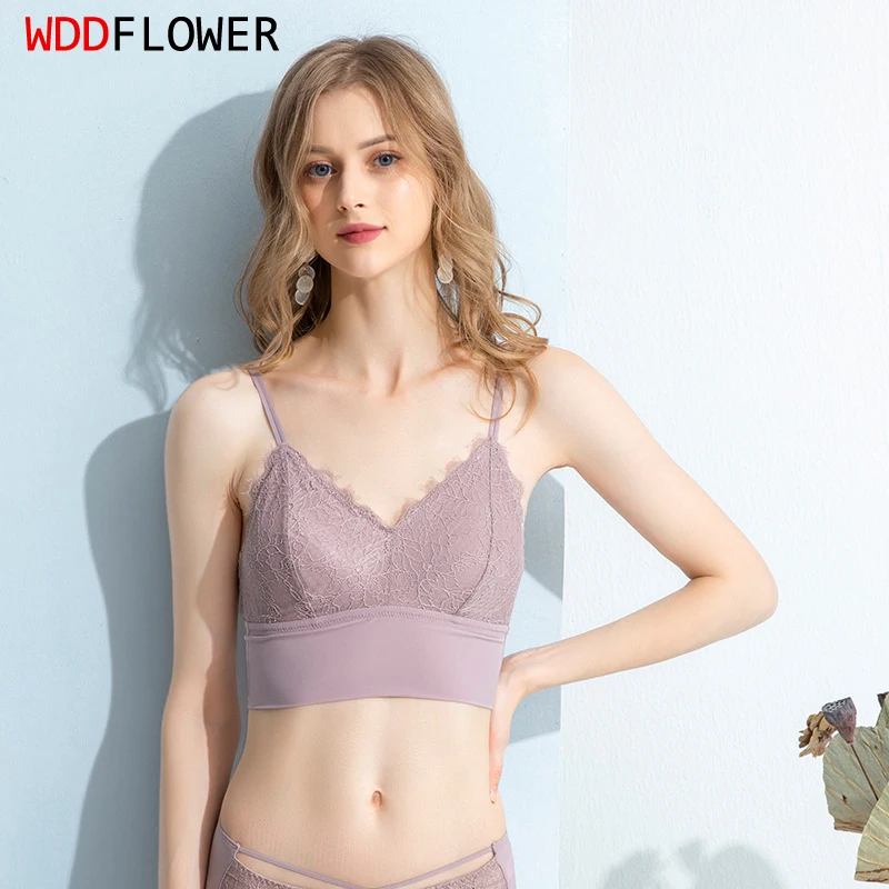 

Women Silk Bra 100% Mulberry Silk Lace Cami Everyday wear Padded Bra Wire Free Bandeau Solid Colors S M L TG252