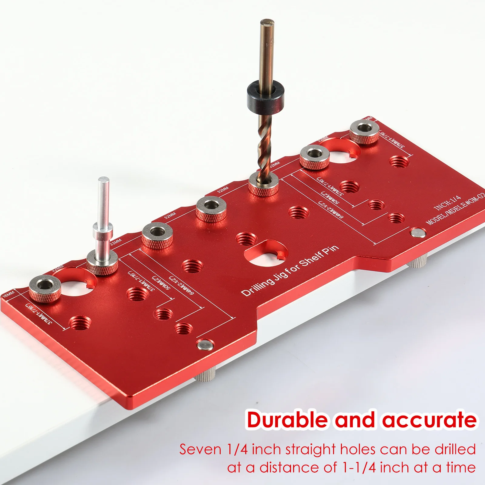 Shelf Pin Jig 1/4in Aluminum Alloy Shelf Pin Drilling Guide Precise Cabinet Mounting Template Jig 32mm Spacing Woodworking Tool view 5