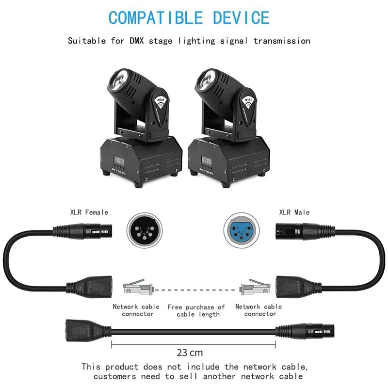 3Pin 5Pin DMX XLR to RJ45 Y Splitter Cable 2 Channel Multi Network Breakout for Stage light and Recording Studio