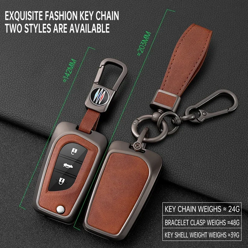 حافظة مفاتيح سيارة من سبائك الزنك غطاء جلدي ، تويوتا أوريس كورولا أفنسيس فيرسو ياريس أيجو سكايون TC IM Camry RAV4 إكسسوارات #5