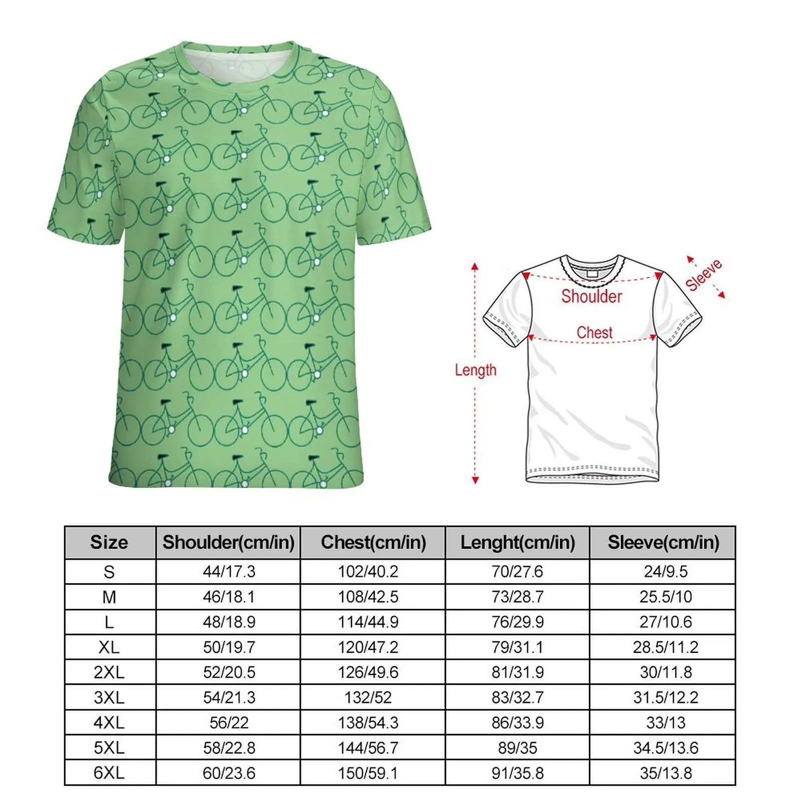 Bicycles Print T Shirt Bike Route Trendy T-Shirts Men Casual Tee Shirt Summer Short Sleeve Design Clothes Plus Size 5XL 6XL