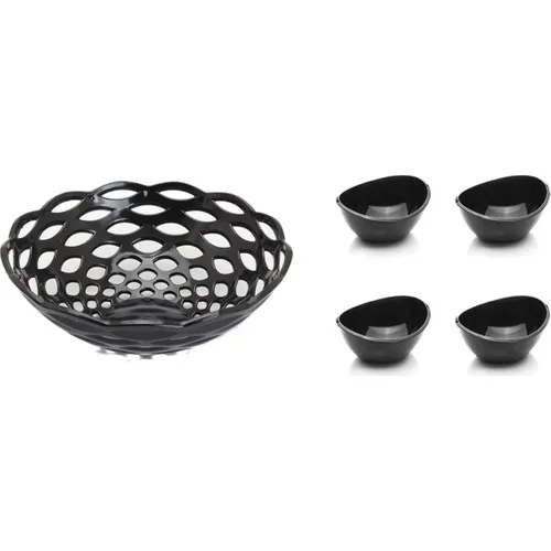 EW's Kitchenware Acrylic Black Fruit Bowl 4 Pcs Service Bowl