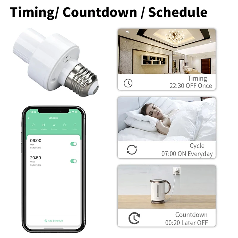 Tuya Zigbee Smart Lamp Holder E27 LED Light Bulb Switch Adapter Smart Life Voice Control Works with Alexa Google Home AC85-265V