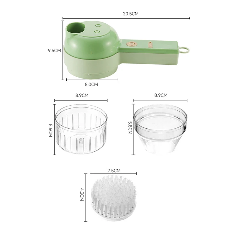 4 In1 Vegetable slicer Garlic Press Slicer Handheld Electric Chopper Vegetable Cutter Set Portable Garlic Masher Wireless Slicer