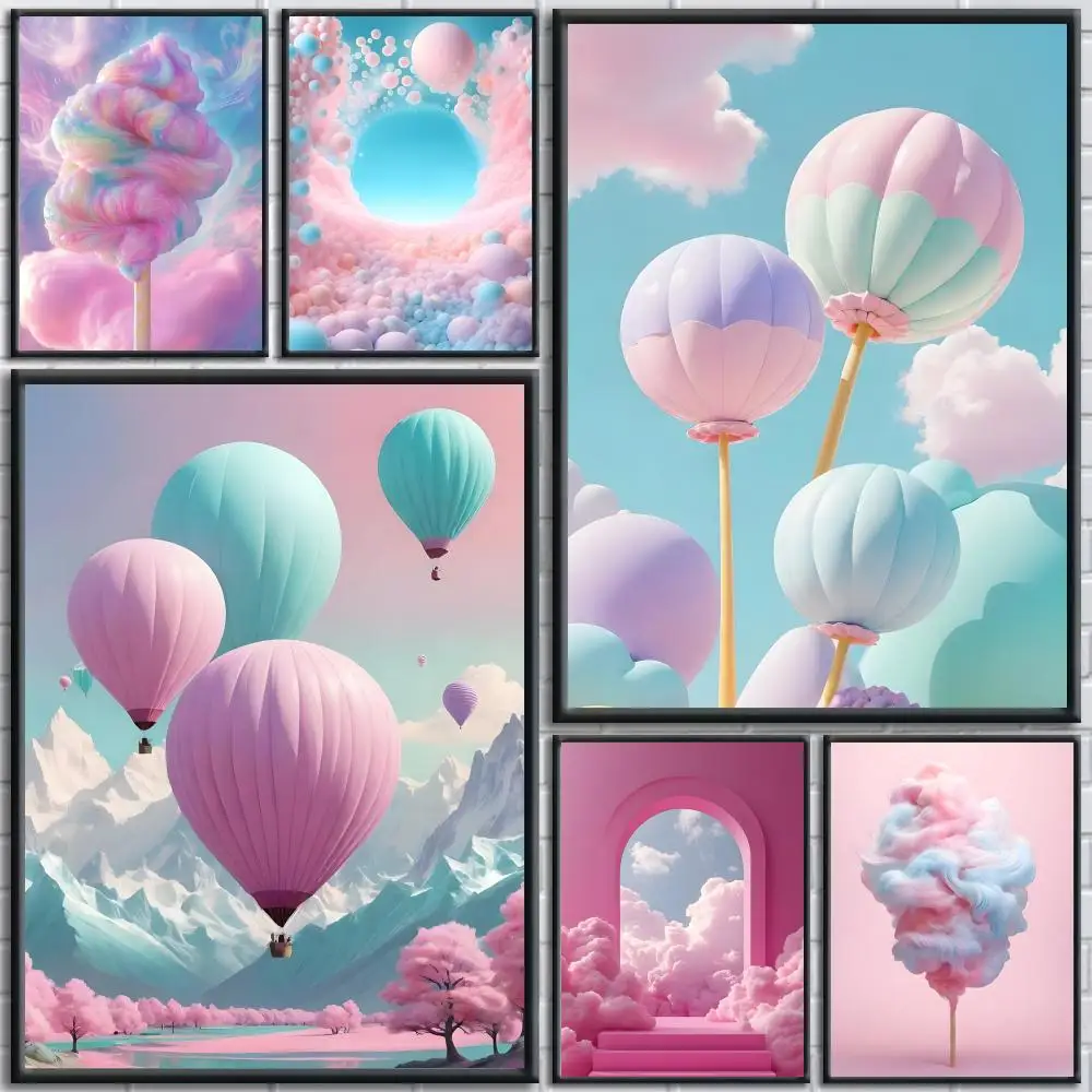 

Pink girly style Poster Stickers Painting HD Wall Art for Bedroom Living Room Home Decor Waterproof Decoration Gift