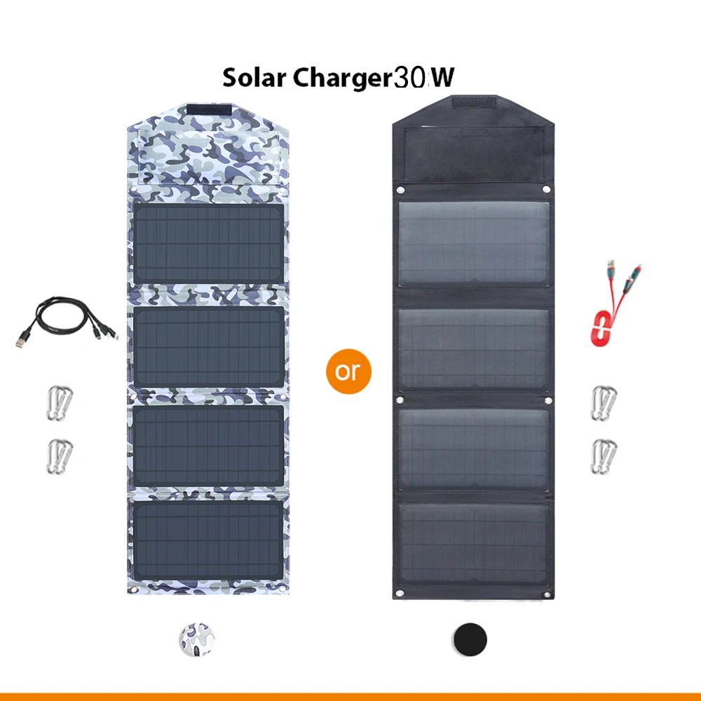 Imagem -02 - Painel Solar Dobrável Usb Portátil Pequeno Impermeável Células de Painéis Solares Dobráveis Carregador de Bateria do Telefone Móvel 30w 5v