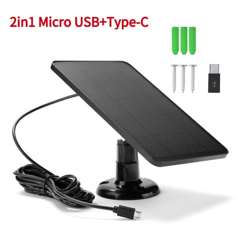10W 5V Solar Panel 2in1 Micro USB+Type-C Solar Panels Outdoor Solar Cells Chargerfor Security Camera/Small Home Light System image 5