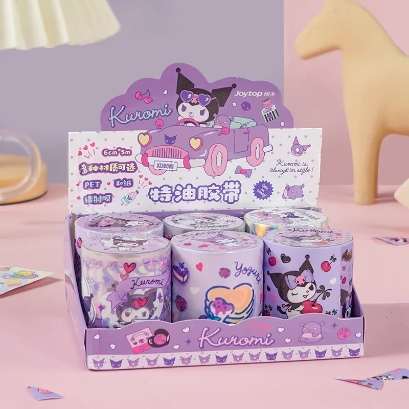 6 sztuk/pudło Sanrio taśmy Washi Kuromi Cinnamoroll Diy naklejki Scrapbooking dekoracja dzieci do szkoły artykuły biurowe