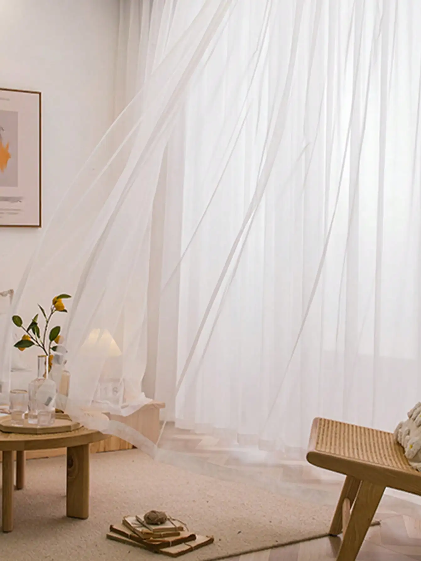 1Pc Pure White Transparent Lightweight Gauze Curtain for Easy Comfortable Room Decorations