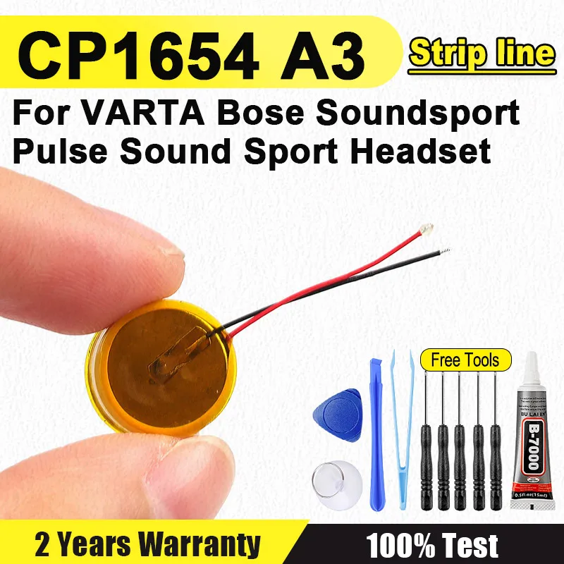 2pcs/lot CP1654 A3 Replacement NEW Battery CP1654 A3 LIR1654 For VARTA Bose Soundsport Pulse Sound Sport Headset
