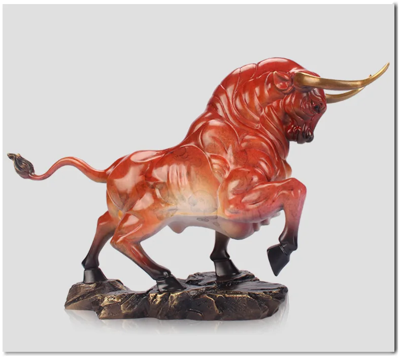 Chinese Traditional Fengshui Brass Wall Street Bull Tabletop Ornament Handicraft Decoration Crafts