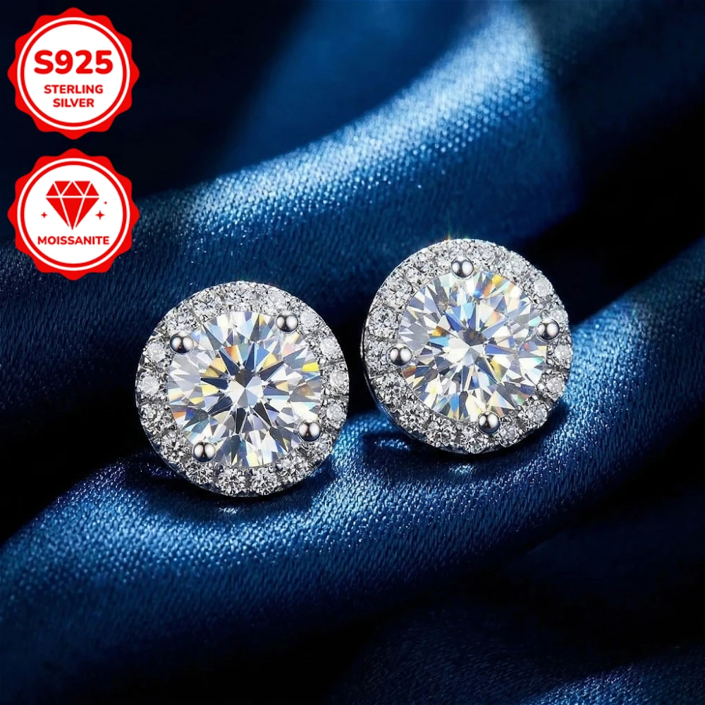 

1pair 0.5/1/2/3 Carat Classic Synthetic Moissanite Stud Earrings, Made of S925 Silver, Stylish and Versatile