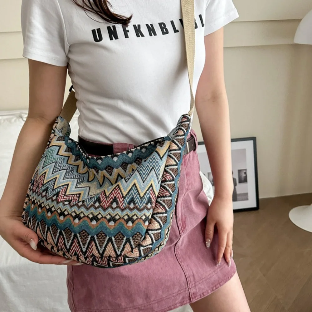 

Trendy Canvas Bag 2024 Retro Large Capacity Shoulder Bag Casual Saddle Bag Party