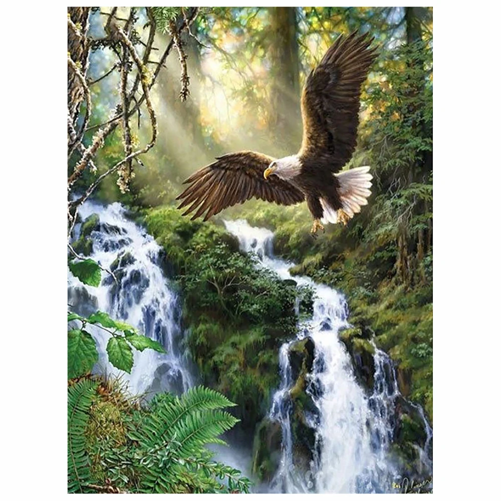 

Diamond Painting Waterfall Scenery Eagle Square/Round Rhinestone Hobby Crafts Mosaic Handmade Gifts Cross Stitch Home Decor