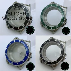 BLIGER 36mm 38mm 40mm Watch Case Sapphire Crysta Luminous Ceramic Bezel Fit NH34 NH35 36 NH38 39 NH70 72 ETA2824 PT5000 Movement