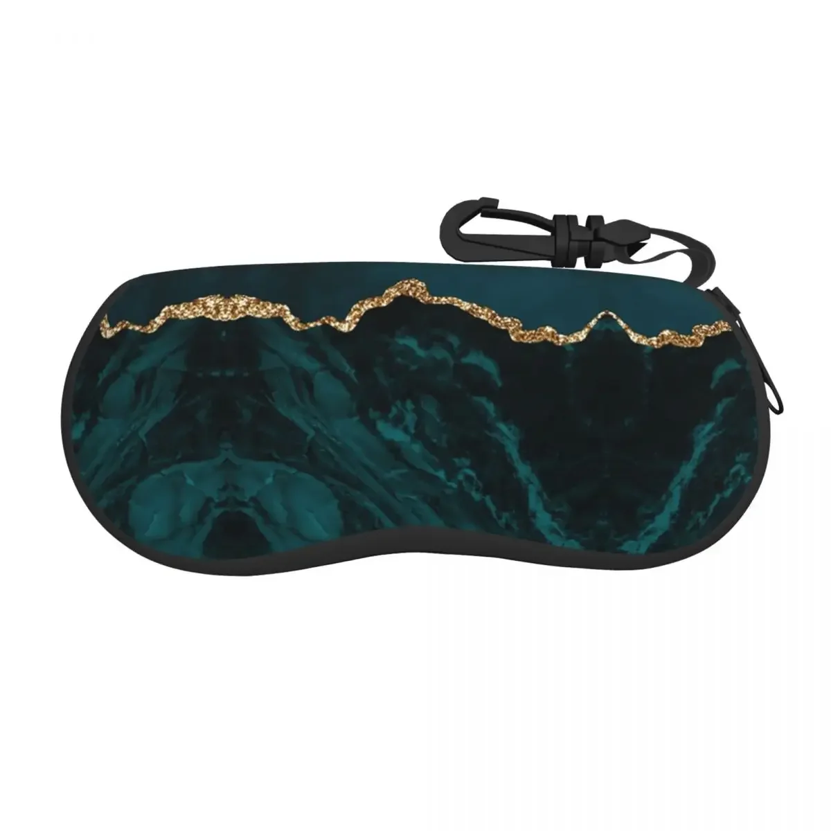 Teal And Gold Agate Texture Eyeglass Glasses Case Women Men Soft Geometric Patterns Sunglasses Protective Bag