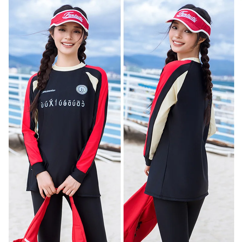 

Women's 4 Piece Rash Guards Long Sleeve Swimsuits Swim Shirts with Leggings Bikini Quick Dry Beachwear Bathing Suits Tracksuits