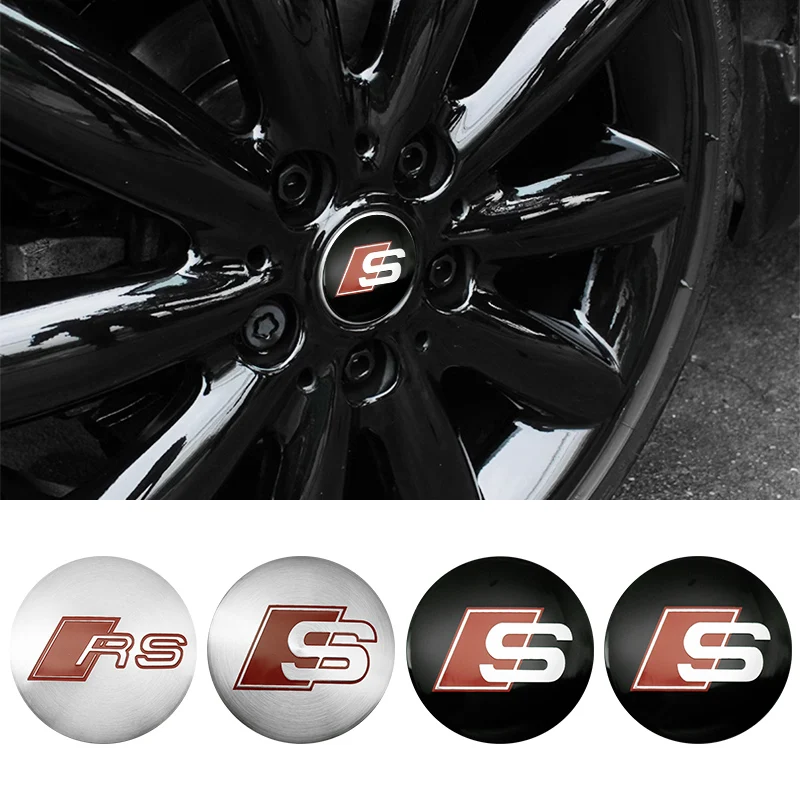 60mm Car Wheel Sticker Hub Center Caps Badge Emblem Rim Cover For Audi S RS SLine 8P A3 8v a1 s3 a6 c8 a4 b8 Quattro Car Styling