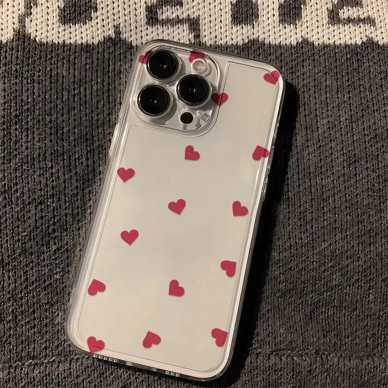 Etui na telefon Cute Red Little Heart do iPhone 16 15 14 13 12 11 Pro Max Mini X XS XR SE 7 8 Plus Transparent Non-Slip Cover Fundas