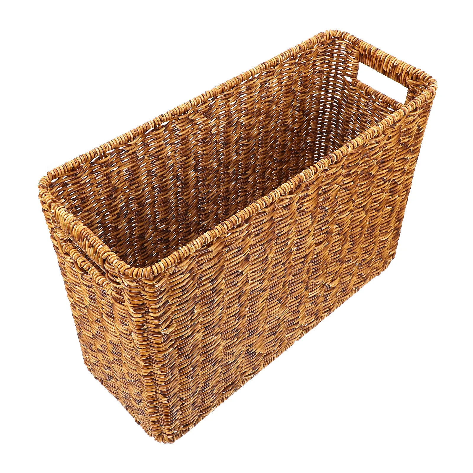 

1Pcs Rattan Imitation Weaving Storage Basket Magazine Sundries Organizer Multifunctional Home Storage Container Decorative