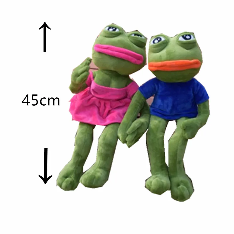 45cm Sad Frog Plush Toy Soft Stuffed Pillow Magic Expression Pepe The Sad Frog Animal Plush Doll Birthday Gifts for Kids Girl