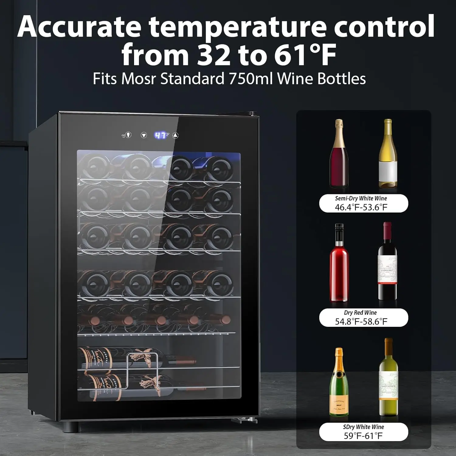 37 Bottle Freestanding Wine Cooler Refrigerator, 4.4 Cu.ft Glass Door Cabinet for Home Use