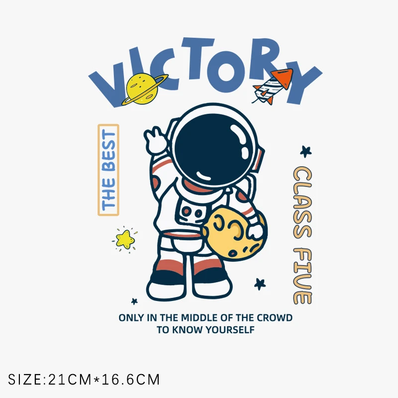 12 styles Cartoon Astronaut stars DTF Heat Transfer Printing Children Clothing Backpack cape DIY Stickers Ironing space travel